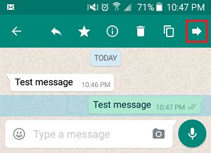 Переслать сообщение WhatsApp на телефон Android