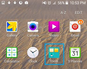 Папка инструментов на телефоне Android