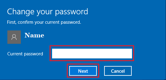 Введите пароль текущей учетной записи пользователя