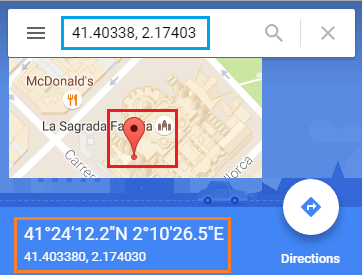 Используйте координаты GPS для определения местоположения места на Google Картах