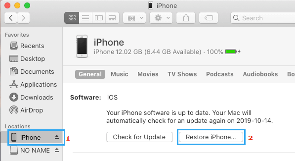 Восстановить iPhone на Mac