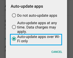Автообновление приложений через Wi-Fi только на Android