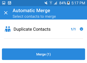 Кнопка слияния в приложении Simpler Merge на Android