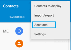 Приложение Accounts Option Контакты на Android