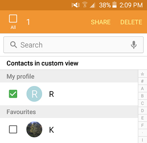 Выберите контакты для удаления на Android