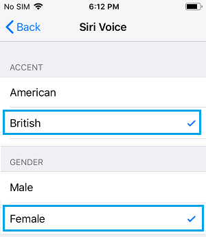 Изменение голосового акцента Siri