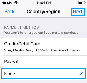 Выберите способ оплаты для App Store