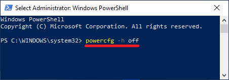 Отключить режим гибернации в Windows с помощью команды PowerShell
