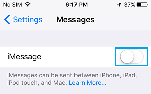 Отключить iMessages на iPhone