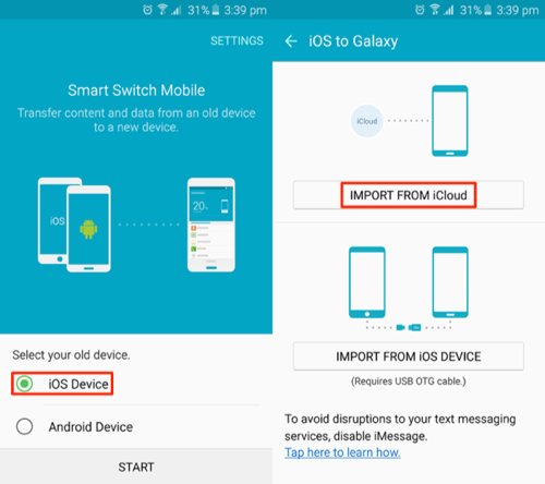 Как перенести контакты с iPhone на Samsung - Шаг 2