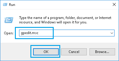 Запустите команду gpedit.msc в Windows 10.