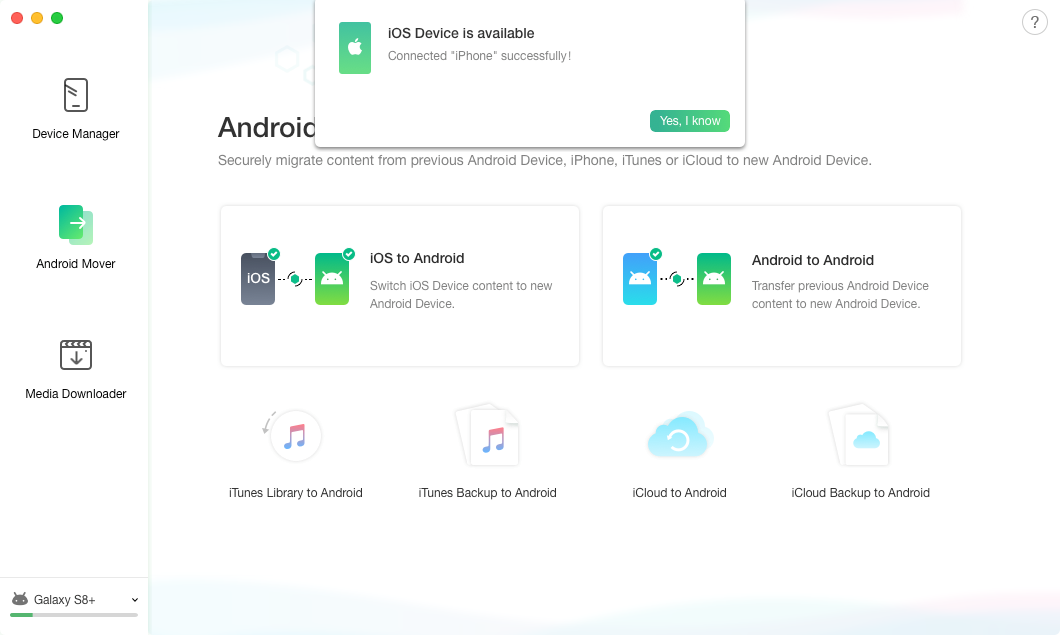 Доступ к функции Android Mover в AnyTrans