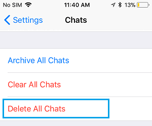 Удалить все чаты в WhatsApp на iPhone