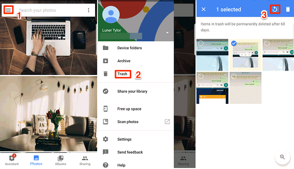 Восстановить удаленные фотографии на Android с приложением Google Фото