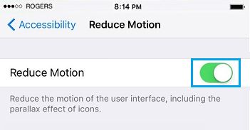 Уменьшить движение iOS 9