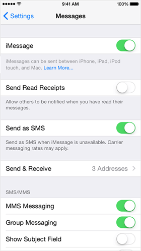 Проверьте настройки устройства - включите MMS, SMS или iMessage