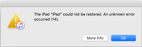 Проблема с обновлением iOS - ошибка iTunes 14