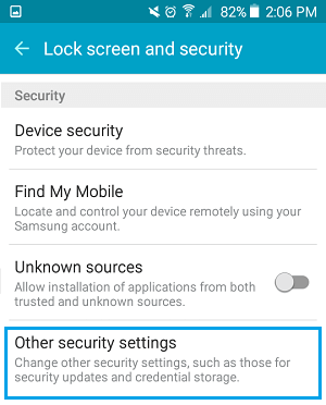 Другие параметры безопасности на телефоне Android