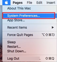 Значок меню Apple и вкладка «Системные настройки» на Mac