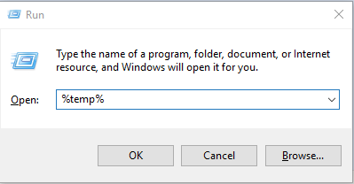 Откройте временную папку на вашем компьютере