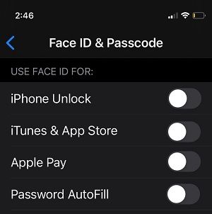 Отключить Face ID на iPhone