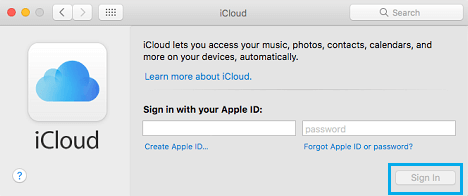 Войдите в iCloud на Mac