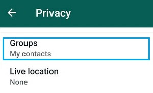 Вариант групп на экране настроек конфиденциальности WhatsApp