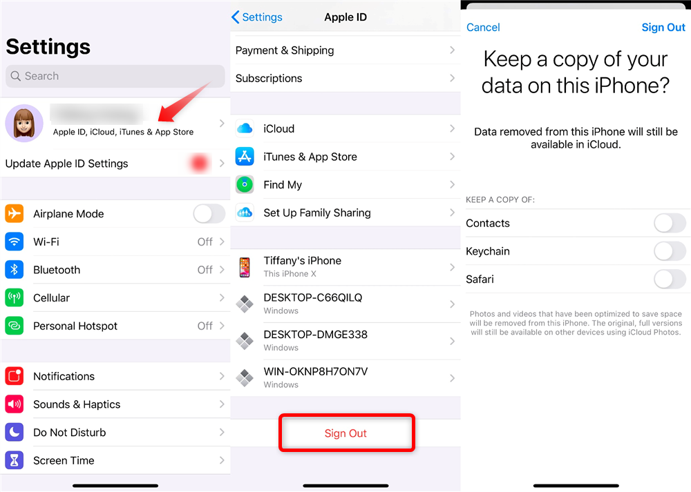 Отключите iCloud на iPhone - для iOS 10.3 или более поздней версии