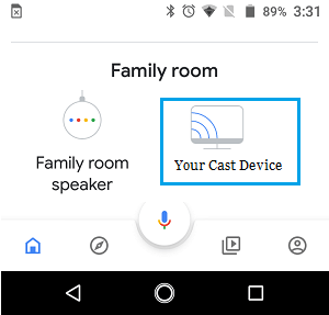 Устройство Chromecast в приложении Google Home