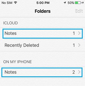 Папки заметок на моем iPhone и iCloud