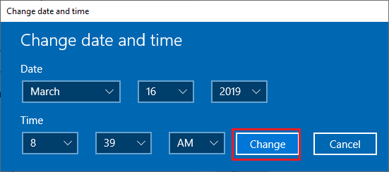 Вручную изменить время и дату в Windows 10