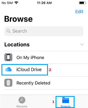 Откройте iCloud Drive в приложении 