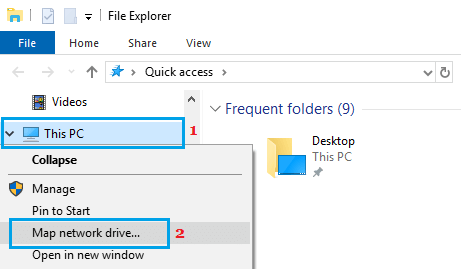 Параметр сопоставления сетевого диска в Windows 10