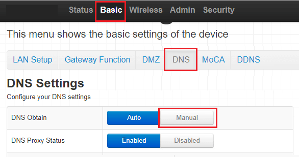Переключитесь на ручную настройку DNS