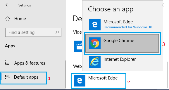 Установите Google Chrome в качестве веб-браузера по умолчанию в Windows 10