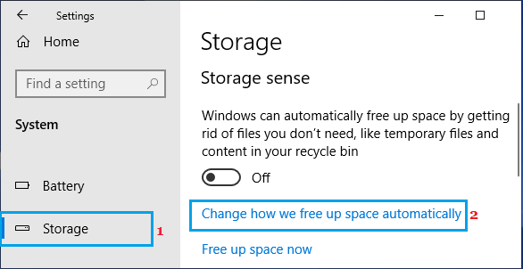 Изменить автоматические параметры Storage Sense в Windows 10