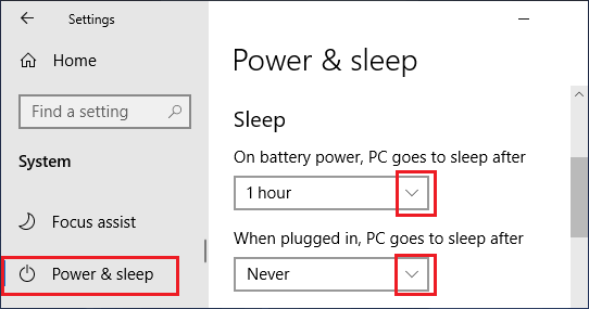 Отключить спящий режим, когда компьютер подключен к сети