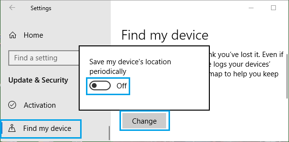 Параметр периодически сохранять местоположение моего устройства в Windows 10