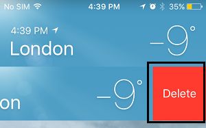 Удалить города из приложения погоды для iPhone