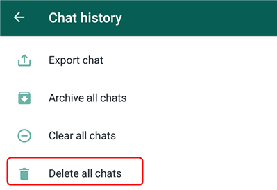 Удаление всех разговоров в WhatsApp