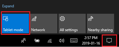 Включить режим планшета на ПК с Windows