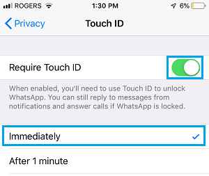 Включить Touch ID для WhatsApp на iPhone