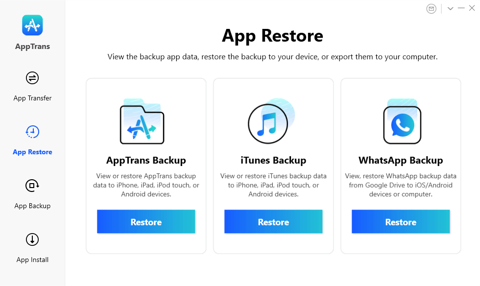 Click Restore under AppTrans Backup