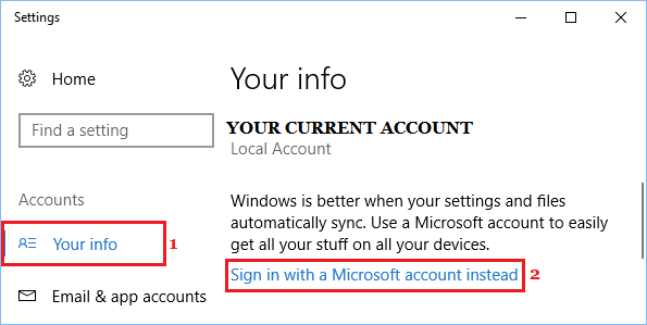 Войти со ссылкой на учетную запись Microsoft в Windows 10