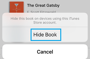 Скрыть книгу во всплывающем окне iPhone