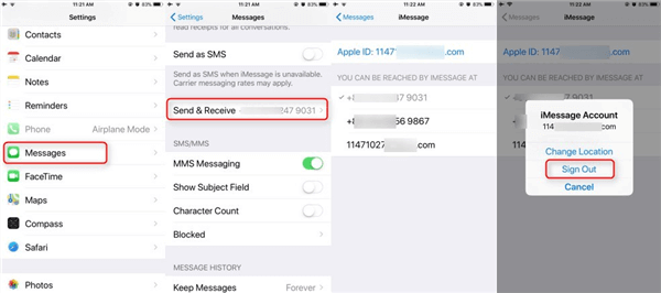 Сбросить настройки iMessage