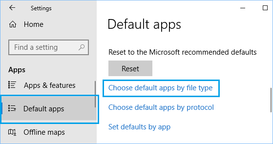 Выберите приложения по умолчанию по типу файла в Windows 10