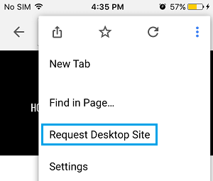 Запросить вариант сайта для настольных компьютеров в браузере Chrome для iPhone