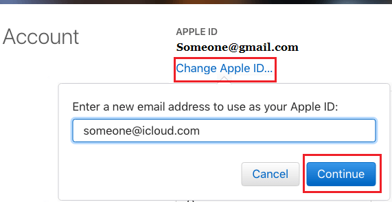 Измените Apple ID на адрес электронной почты iCloud на Mac