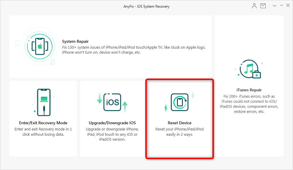 Выберите Reset Device Tool.